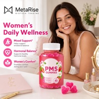 Bonnes affaires transfrontalières : Complément alimentaire naturel pour femmes, vitamines PMS sous forme de bonbons gélifiés, saveur fraise, 60 unités par flacon, pour améliorer le bien-être.