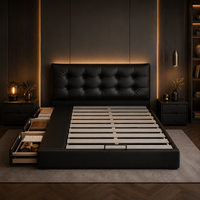 Cadre de lit Queen moderne en similicuir noir sur mesure pour la vente de meubles de chambre à coucher