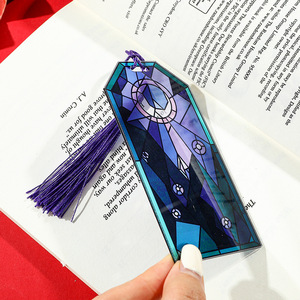 ที่คั่นหนังสืออะคริลิคใสสไตล์ใหม่ที่คั่นหนังสือมีพู่เปล่าที่คั่นหนังสือรูปพระจันทร์ดวงอาทิตย์ - Product Image 4