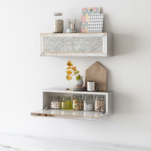 Estante de vidrio flotante para montaje en pared, moderno, decorativo, con espejo - Product Image 1