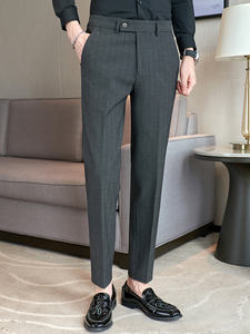 Nuovi <span class=keywords><strong>Pantaloni</strong></span> Eleganti da Uomo in Tessuto Non-Stiro, Slim Fit, Dritti, Nero, Albicocca, <span class=keywords><strong>Grigio</strong></span> <span class=keywords><strong>Scuro</strong></span>, <span class=keywords><strong>Pantaloni</strong></span> Casual da Uomo, <span class=keywords><strong>Pantaloni</strong></span> da Completo Maschili - Product Image 6