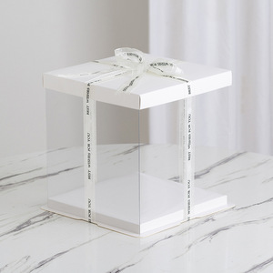 21.5*23 cm Caja De Pastel Logo Personnalisé Jetable Fort PET Nouveau Design <span class=keywords><strong>8</strong></span> POUCES Boîte D'emballage De Gâteau En Plastique Transparent - Product Image 1