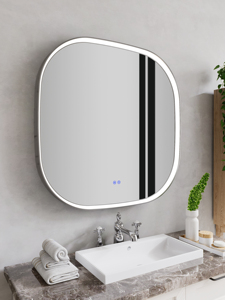 Bathroom <b>Vanity</b> Mirror Rounded-Corner Soft-Square Shape Scandinavian Design Fogless Dimmable LED Backlighting Touch Controls - Product Image 4