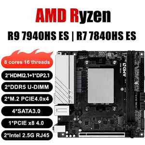 N17 <span class=keywords><strong>AMD</strong></span> R-yzen 9 7940HS ES 7840HS ESゲーミングマザーボード2xNVMe 4xSATA PCIEx8 2xDDR5 2x2.5G LANファイアウォールNAS ITXメインボード - Product Image 3