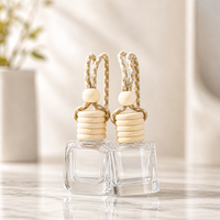 Diffuseurs d'huiles essentielles en verre suspendus avec bouchons en bois, parfum longue durée, sans alcool, pour désodorisant de voiture
