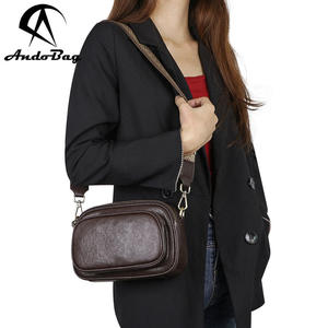 Bolsos cruzados de hombro AndoBag para mujer, bolso retro informal para teléfono móvil, bolso pequeño cuadrado de cuero genuino 2634 - Product Image 1