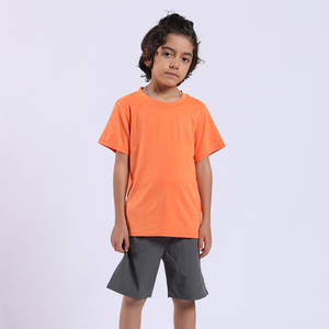 Moda <span class=keywords><strong>naranja</strong></span> seca rápido Fitness ropa deportiva Atlético ropa niños <span class=keywords><strong>camiseta</strong></span> - Product Image 2