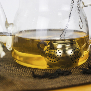 Di alta qualità in acciaio inox carino infusore per tè Set forma palla con catena include ceramica plastica rete d'argento utensili - Product Image 6