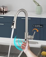 Robinet de cuisine moderne rotatif sans contact en nickel brossé, acier inoxydable 304, montage sur comptoir, cartouche céramique, poignée unique, 3 modes