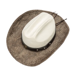Sombrero de Vaquero Occidental de Ala Curva de Cuero Sintético con Estampado de Serpiente, Estilo Nuevo, Unisex, para Viajes al Aire Libre, Estilo Étnico, Fedora con Borde Enrollado - Product Image 5