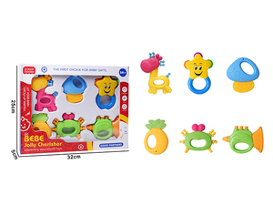 Nouveau-né infantile Silicone doux bébé cloche formation brosse à dents molaire <span class=keywords><strong>dent</strong></span> mâcher <span class=keywords><strong>hochet</strong></span> secouer anneau de dentition morsure bébé <span class=keywords><strong>hochet</strong></span> jouets 6 pièces enfants - Product Image 5