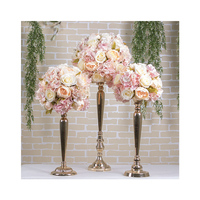 Décoration de mariage en soie artificielle Rose fleurs artificielles boule fleurs centres de table bâton de bougie en or