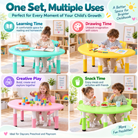 Ensemble table et chaise en forme de croissant pour enfants, réglable en hauteur, mobilier d'apprentissage préscolaire pour garderie et maternelle
