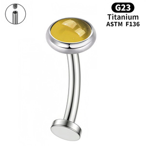 แหวนเจาะสะดือไทเทเนียม ASTM F136 G23 เกลียวใน ประดับเพชรซิร์คอนใส แบบฝังใน  สำหรับเจาะกระดูก  เครื่องประดับร่างกาย F136 สำหรับทุกเพศ ขายส่ง - Product Image 4