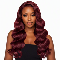 Paquetes de Cabello Virgen Remy Birmano 10A, Ondulado, 100% Cabello Humano, Color Borgoña Personalizado, Venta al Por Mayor