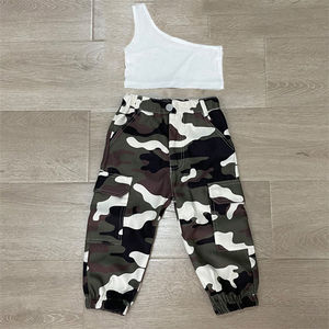 2023 fashion toddler girls clothing sets halter pants tuta per bambini new casual letter vest camouflage pant due pezzi girl set - Product Image 6