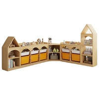 Ensemble d'armoires de rangement en bois massif de style nordique pour enfants, faites à la main, pour jouets de bébé et jeux de table
