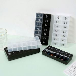 Boîte de rangement hebdomadaire pour pilules, résistante aux enfants, de qualité alimentaire PP, 7 jours, compartiments AM/PM, portable, multicolore, logo personnalisé, médicaments - Product Image 3