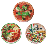 Assiette à pizza décorative italienne en plastique, motif végétal fantaisie peint à la main, durable, 33 cm de diamètre, modèle assorti pour fêtes
