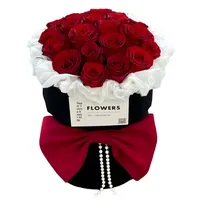 Bouquet de roses rouges en forme de nœud, proposition, confession, cadeau romantique de luxe léger, fleur de savon en gros