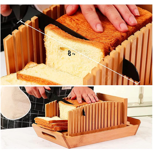 Trancheuse à pain en bambou Coupe-pain maison pliable et compact Guide de tranchage de 3 tailles - Product Image 3