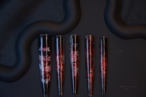 <span class=keywords><strong>Ongles</strong></span> longs à presser faits main de haute qualité, motif dessin animé français, Halloween Horreur Rouge Noir ABS, couvrance totale, avec colle pour les doigts - Product Image 3