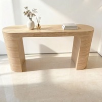 Console moderne en travertin beige clair, table console en pierre naturelle, table d'entrée en marbre beige pour la maison