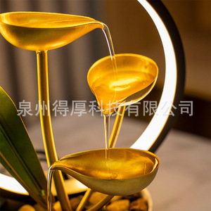 Luxurious Desktop <b>Water</b> <b>Feature</b> With Backlight Round Modern Ornament For Office Decoration Gift - Product Image 3
