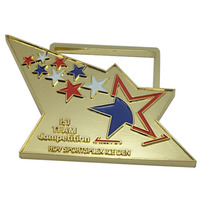 Personnalisez votre propre logo en alliage de zinc 3D doré, technique de moulage durable, découpe et impression, vente en gros, design pour récompenses scolaires et marathons