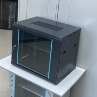 Armoire de serveur réseau murale 9U 19 pouces, porte en verre trempé noir, profondeur 450 mm