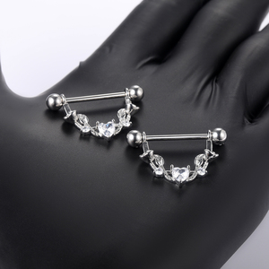 Acero quirúrgico U-Ring Style CZ Heart Dangle Nipple Barbells Chest Ring Body <span class=keywords><strong>Piercing</strong></span> Jewelry - Product Image 2