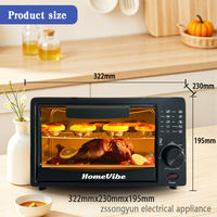 Kustomisasi OEM/ODM Oven Digital dengan Wadah Dalam Food-grade 12L, 16L, 18L, 22L, Oven Listrik Rumah Tangga Multifungsi untuk Memanggang