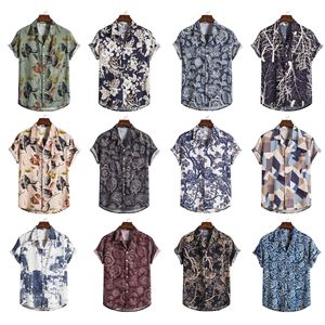 Chemise à manches courtes <span class=keywords><strong>en</strong></span> lin et coton pour homme, motif floral estival, ample et décontractée, hauts pour les vacances à la plage, chemises hawaïennes pour homme, grande taille <span class=keywords><strong>3X</strong></span> - Product Image 3