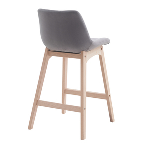 Modern Armless <strong>Grey</strong> Counter Height Kitchen Wood <strong>Bar</strong> <strong>Stool</strong> With Back for Restaurant - Product Image 4