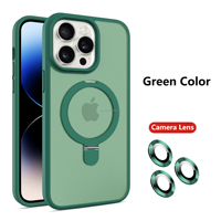 Coque de téléphone magnétique mate en gros, antichoc en acrylique + TPU avec support anneau invisible pour iPhone 16 15 14 13 12 11 OEM
