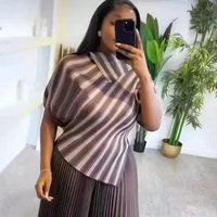 Vêtements décontractés de haute qualité derniers ensembles grande taille Miyake plissé indien pli pantalon droit femmes 2 pièces ensemble