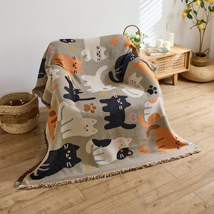 Funda de Sofá con Estampado de Gato Adorable, de Poliéster Lavable, Estilo Moderno, Universal, para Todas las Estaciones, Manta Decorativa - Product Image 2
