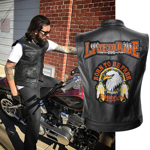 2025 Vintage azteca fresco motociclista <span class=keywords><strong>Chaleco</strong></span> de cuero bordado insignia chalecos de <span class=keywords><strong>hombre</strong></span> - Product Image 1