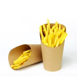 Одноразовые чашки для картофеля фри для кафе и ресторана, бумажные стаканчики для еды