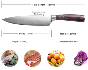 8インチキッチンスタッフ7cr17mov鍛造ブレードダマスカス柄プロシェフナイフナイフ研ぎ器ギフト付き - Product Image 5