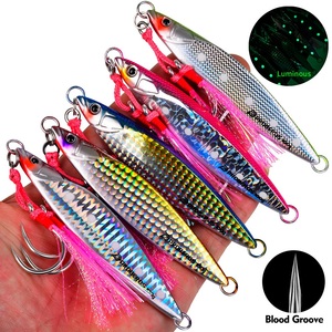 WildTrek <span class=keywords><strong>Esca</strong></span> Artificiale in Piombo da 40g-100g con Piuma Luminosa a Rapido Affondamento <span class=keywords><strong>per</strong></span> Acque Salate, <span class=keywords><strong>per</strong></span> Spigola, Tonno, Salmone e Pesce Gatto - Product Image 1