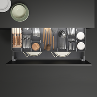 ARTSTEEL Panier de rangement de cuisine modulaire contemporain à 4 côtés, en alliage d'aluminium, à extension complète, monté sur base, avec tiroir coulissant