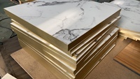 Plateau de table Lifepursue en MDF, aspect marbre blanc