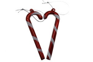 New Christmas White and Red Glass Cane Christmas Tree Hanging Ornaments - Product Image 4
