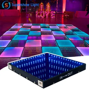 Evento disco portatile senza fili DJ Party RGB Light Dance Floor 3D Infinity Mirror Led Dance Floor Light