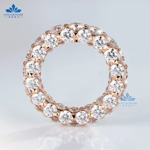 Hip Hop Jewelry Women 14K 18K White Yellow Gold Eternity Rings Gemstone Band Ring Round Cut Moissanite engagement Diamond Ring