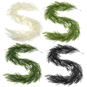 FUYI Artificial Norfolk Pine Garland Rattan Christmas Decoration <b>6ft</b> White Indoor Outdoor Holiday <b>Table</b> Topiary Decor - Product Image 2