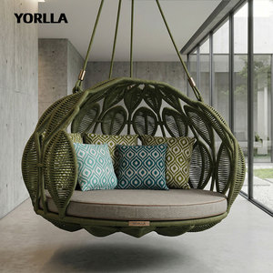 Mobilier extérieur <span class=keywords><strong>suspendu</strong></span> de lit d'oscillation de cadre en aluminium moderne de corde pour des villas de cours d'hôtels - Product Image 3