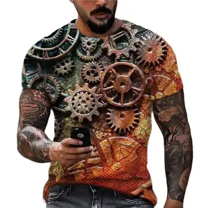 Men' S T-shirts 3D Clock Printed Crew Neck Short Sleeve Tops Street Hip Hop T Shirt Oversized Tee Shirt Men Clothing