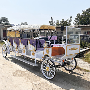 Chariot de tourisme multi-rangs à cadre blanc et roues dorées pour défilés et événements - Product Image 5